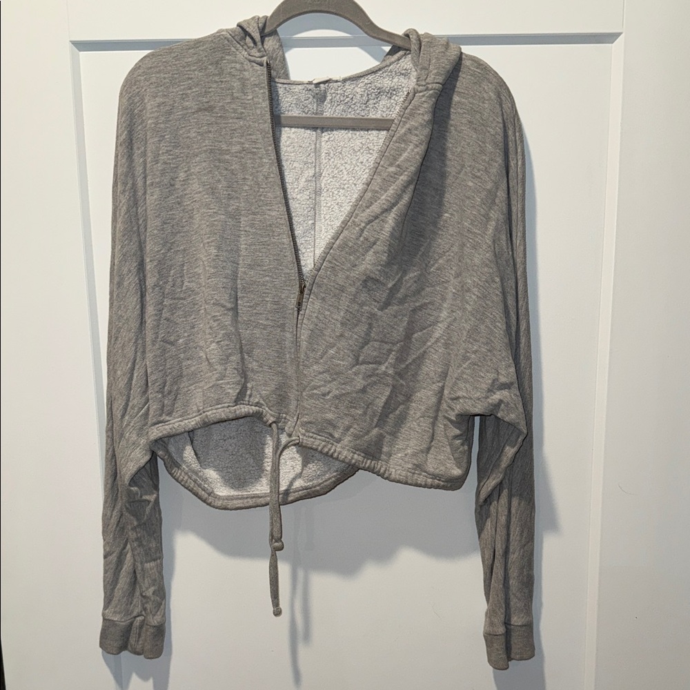 Garage Heather Gray Cropped Zip up Hoodie